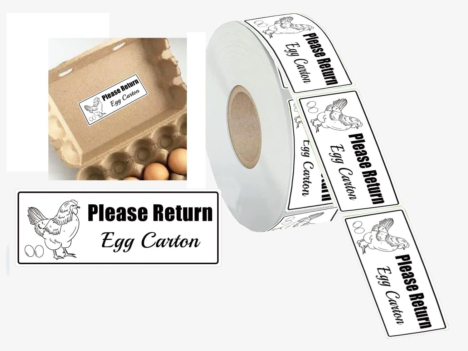 1 X 2.625 Inch 500 Pcs Please Return Egg Cartons Stickers Farm Fresh Eggs Carton Labels - Chicken Container Packaging Stickers for Egg Producers, Farmers Market, Backyard Chicken Keepers