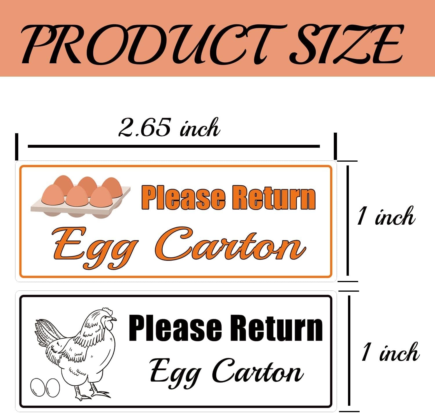 1 X 2.625 Inch 500 Pcs Please Return Egg Cartons Stickers Farm Fresh Eggs Carton Labels - Chicken Container Packaging Stickers for Egg Producers, Farmers Market, Backyard Chicken Keepers