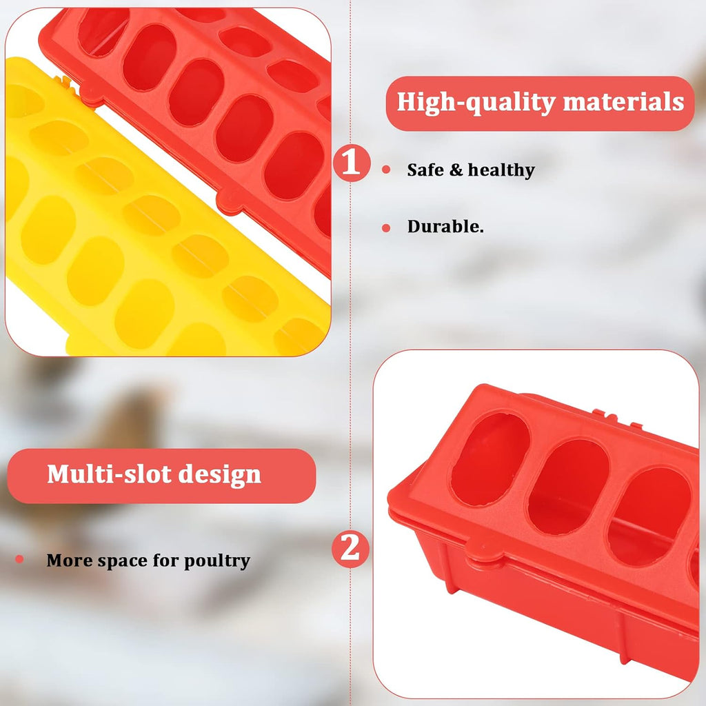 6 Pack Chicken Feeder Waterer Set, 1L Feeder Flip Top Feeding Dispenser with Anti-Spill Design for Pigeon, Chick, Duckling, Quail, Durable Plastic Feeding Supplies for Small Poultry Backyard Birds