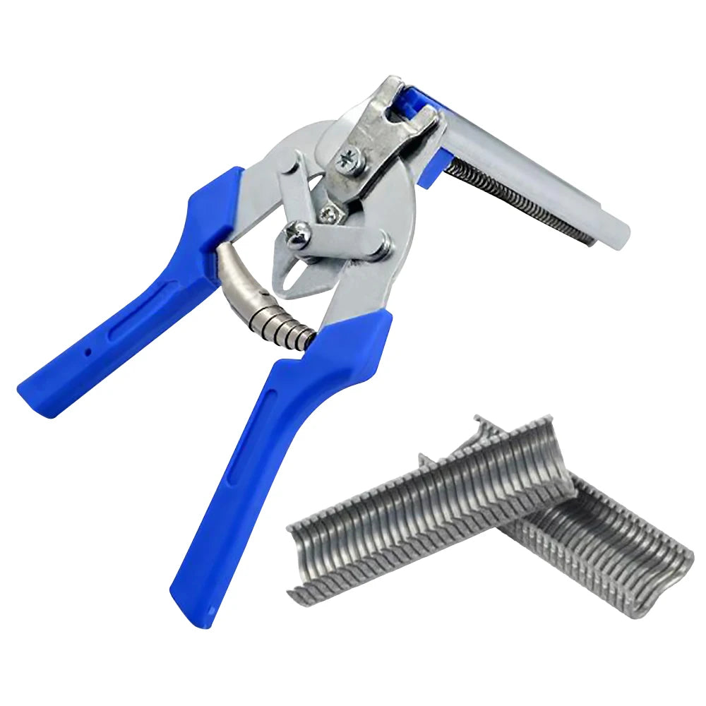 Hog Ring Plier Tool/ 600Pcs M Clips Staples Chicken Mesh Cage Wire Fencing Caged Clamp Poultry Supplies Mesh Clip Shading