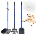 Pooper Scooper, Heavy Duty Dog Poop Scooper Set with Tray Rake and Spade for Large Medium Small Dogs, over 37" Adjustable Metal Long Handle Portable Poop Scoop Pet Waste for Yard Grass Gravel