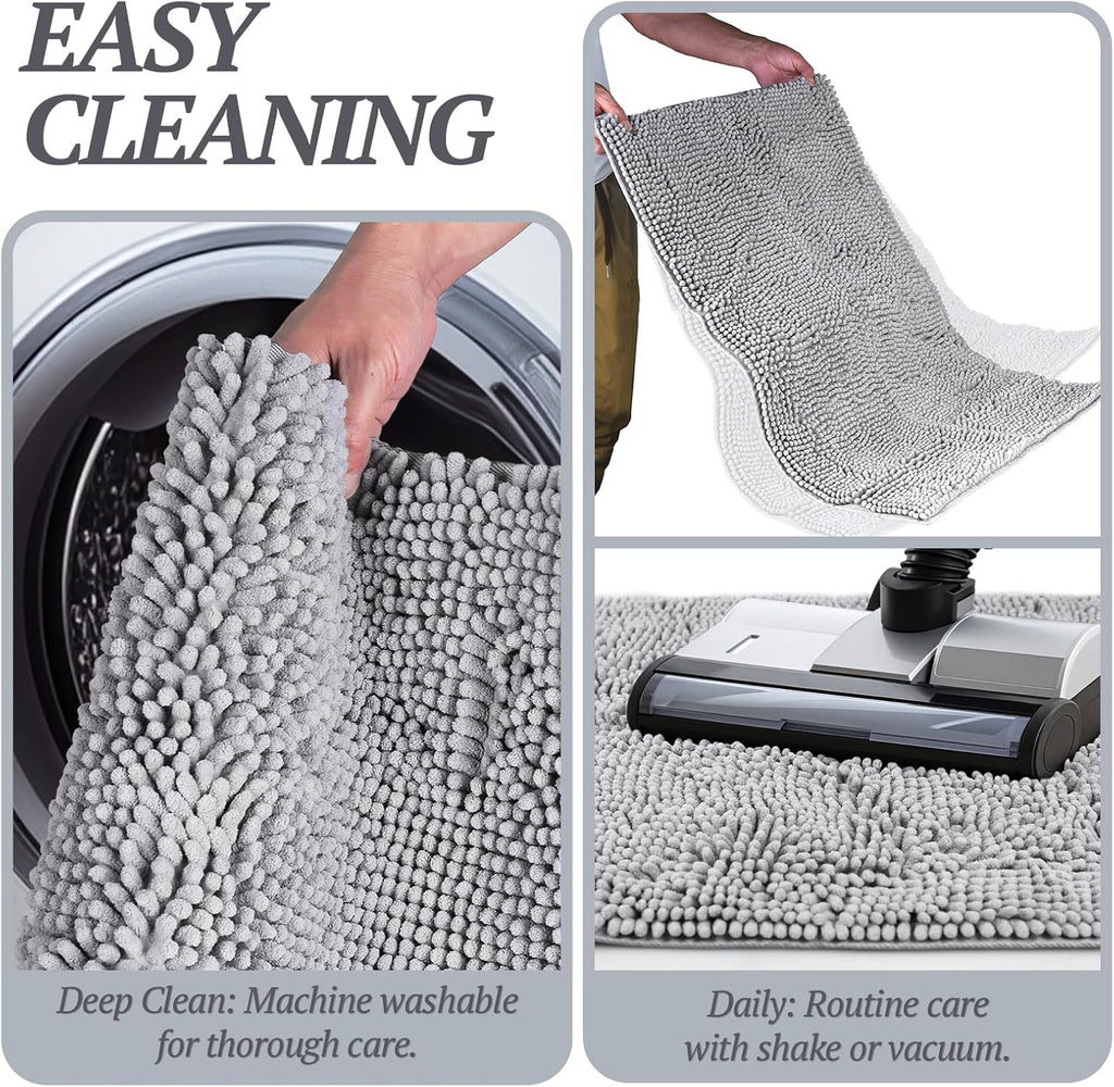 Dog Door Mat Absorpmax Dog Rug for Muddy Paw, Mat for Muddy Paw Door Indoor Floor Entryway, Waterproof Washable & Water Absorbent Dirt Trapper, 35" × 25", Grey