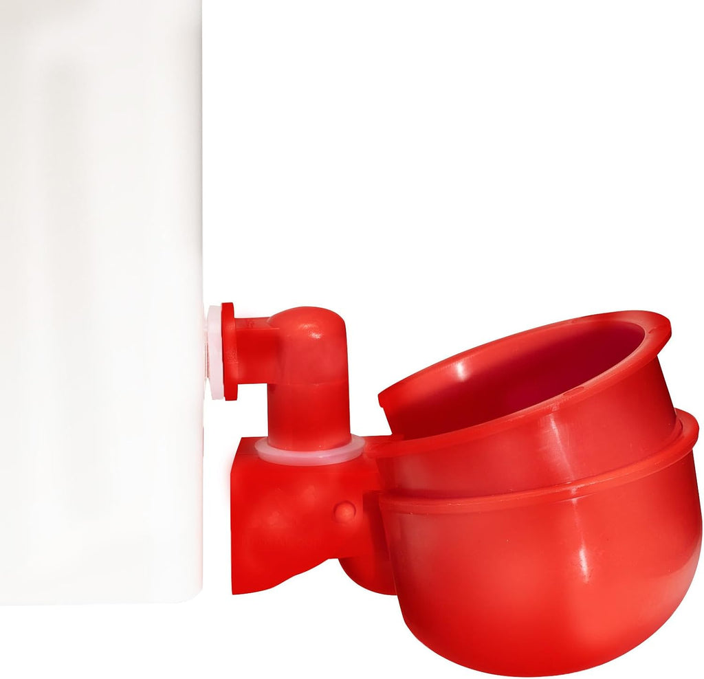 2 Gallon Chicken Waterer with Auto-Fill Cups, Horizontal Nipples, Anti-Roost Cone and Mounting Kit - Suitable for Chickens, Quail, Ducks, Geese, Turkey and More (Pack of 2)