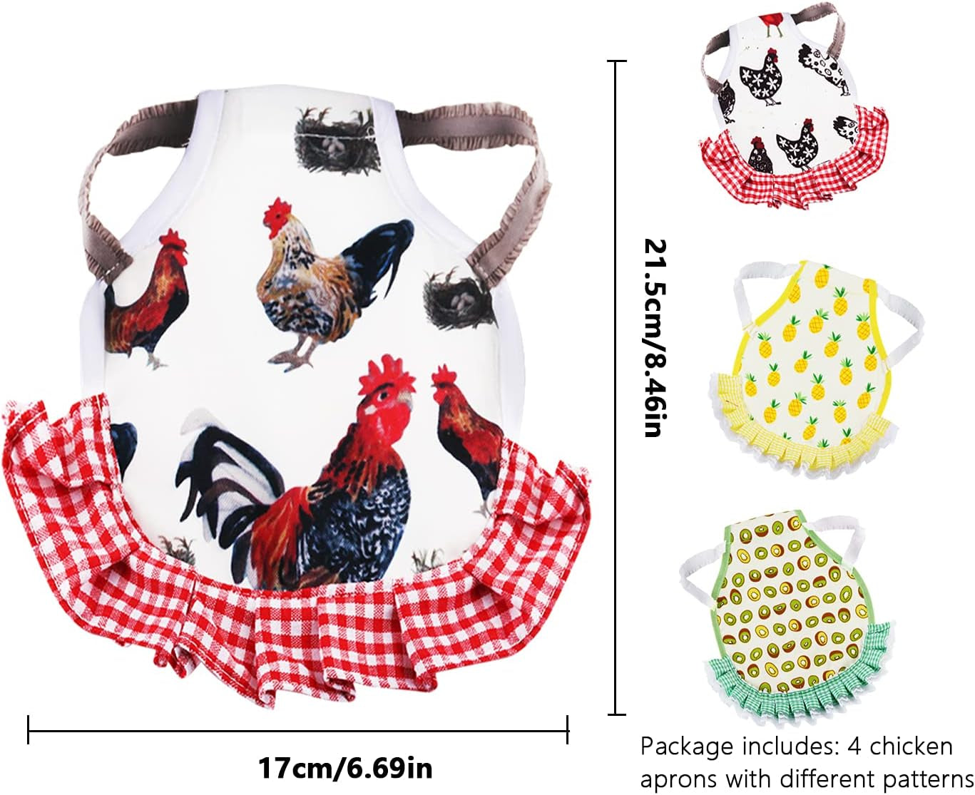 Chicken Saddles, 4 PCS Hens Saddles for Hen Apron for Poultry Protector Feather Fixer Supplies