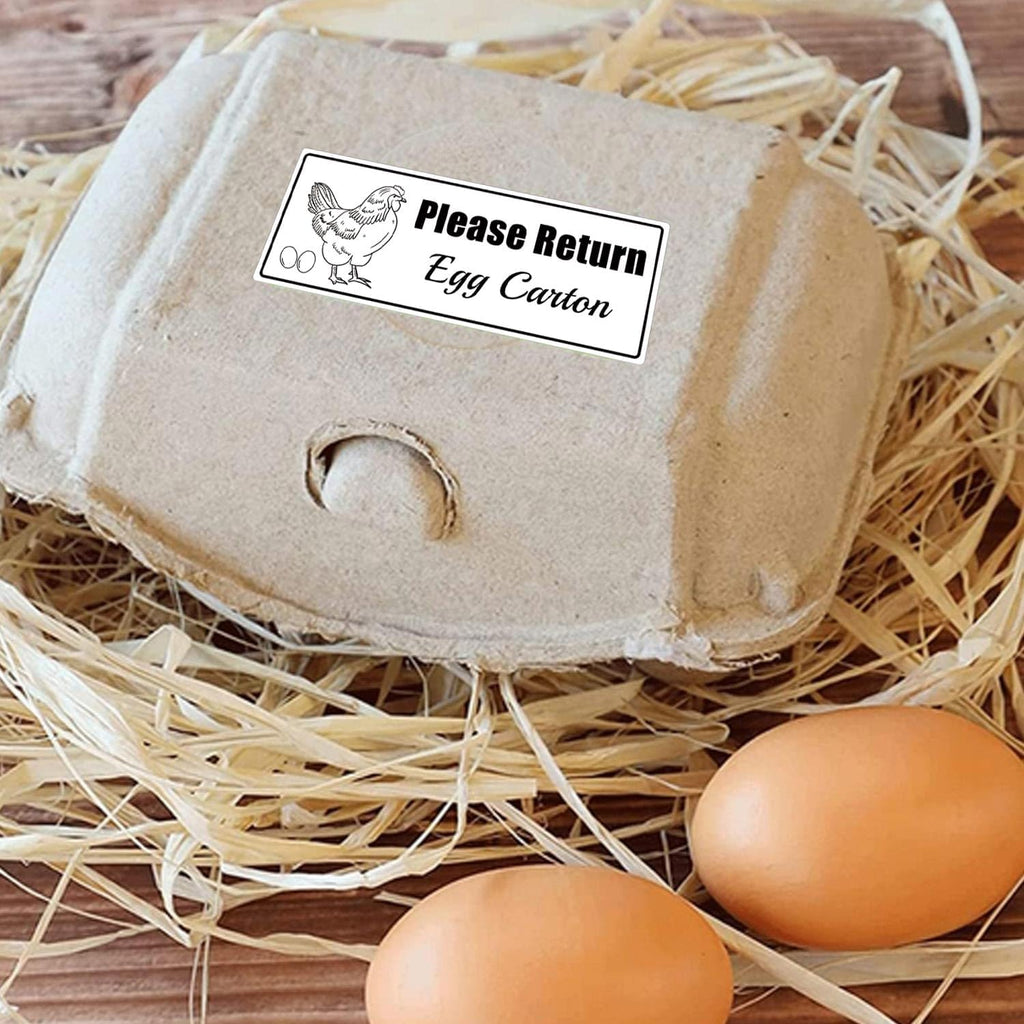 1 X 2.625 Inch 500 Pcs Please Return Egg Cartons Stickers Farm Fresh Eggs Carton Labels - Chicken Container Packaging Stickers for Egg Producers, Farmers Market, Backyard Chicken Keepers