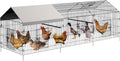 Metal Chicken Coop with Waterproof & Anti-Uv Cover, Portable Chicken Run for Yard, Poultry Cage Hen House for Backyard Farm Use, 130 in L X 40 in W X 40 in H