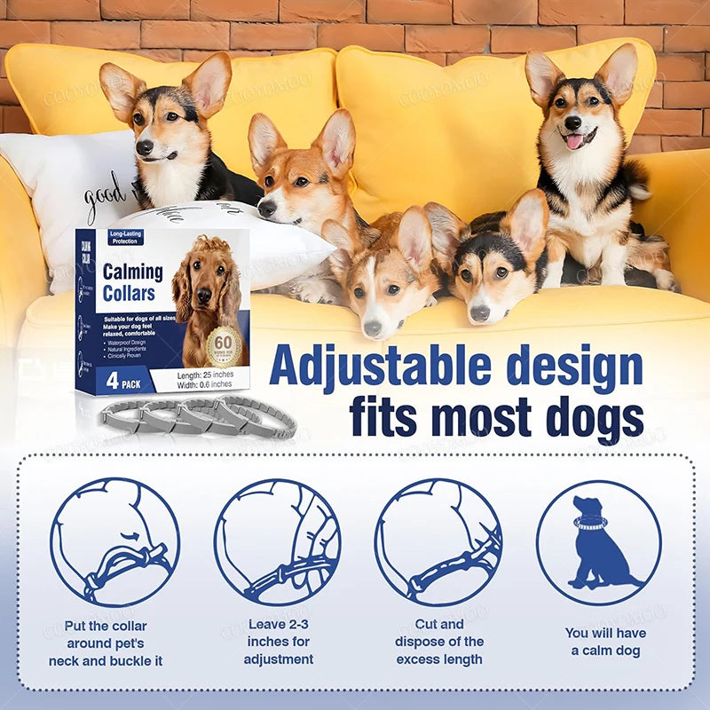 New Release 3/4 Pc Dog Calming Collar Cat Relieve Anxiety Protection Retractable Collars for Puppy Kitten Large Dogs Accessories