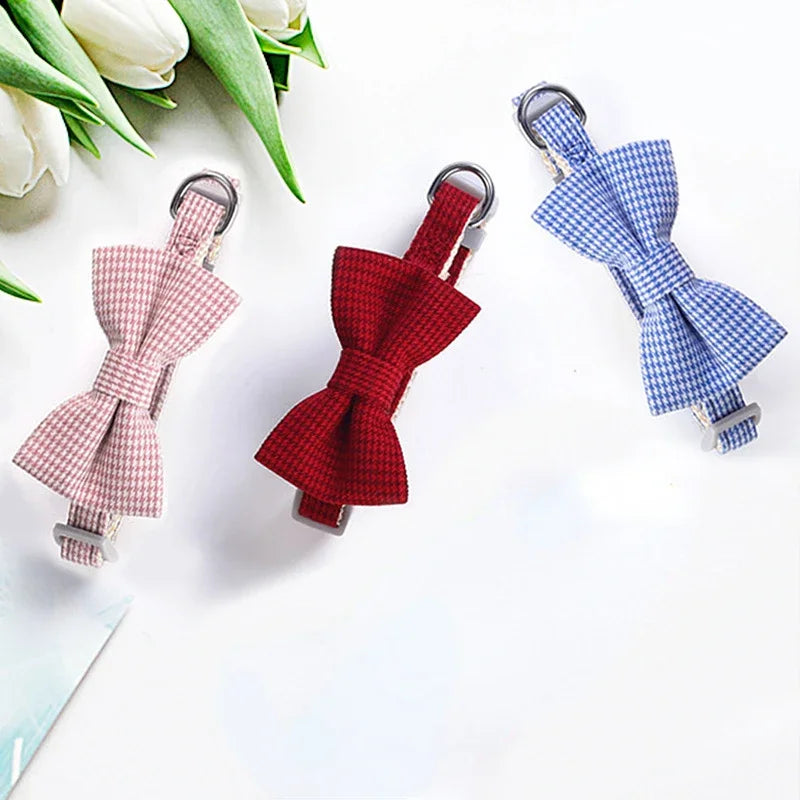 Cute Cat Collar with Bow Tie Adjustable Design Pet Dogs Cats Puppy Necklace Pet Collars Collar Para Gato