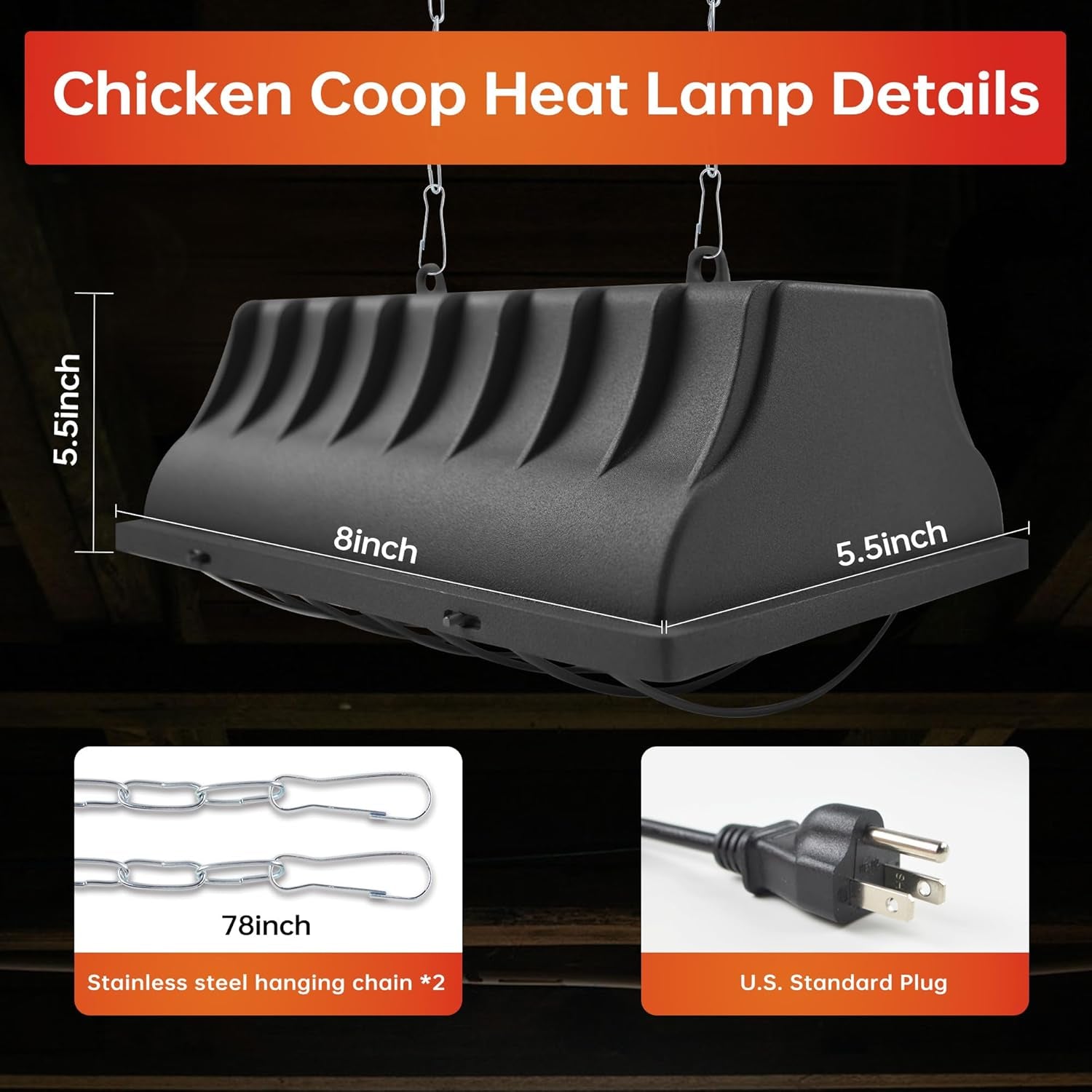 Chicken Coop Heater for Chicks,Brooder Heater with 2Pcs Heat Lamp(250W and 175W),Adjustable Temp & Height Chicken Brooder Box Supplies for Chicken Livestock Dogs Sheep Pets