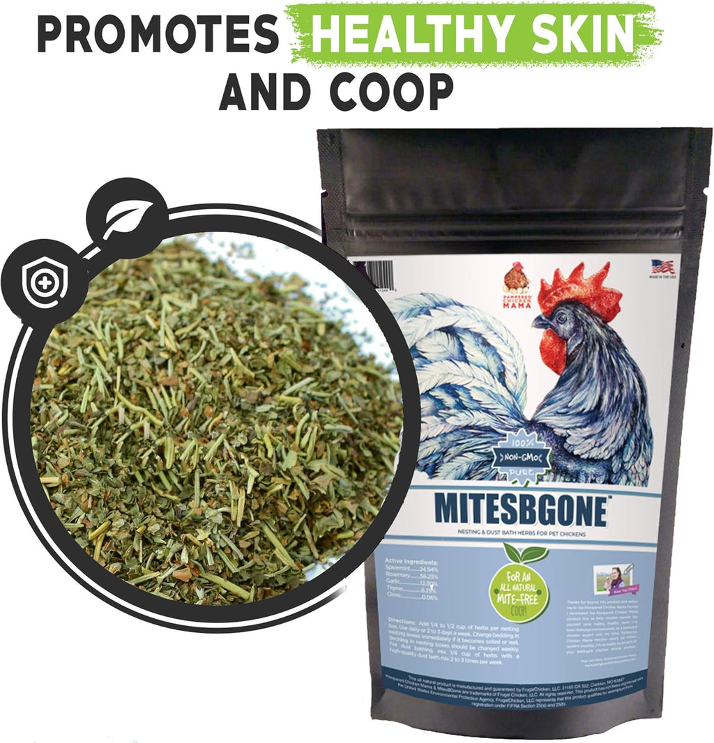 Backyard Chicken Nesting Herbs 16 Oz (1 Lb) - Mitesbgone All-Natural Backyard Chicken Feed & Supplies to Protect against Pests, Bugs, Insects & Vermin - Nesting Blend for Hens