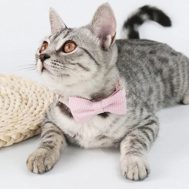 Cute Cat Collar with Bow Tie Adjustable Design Pet Dogs Cats Puppy Necklace Pet Collars Collar Para Gato