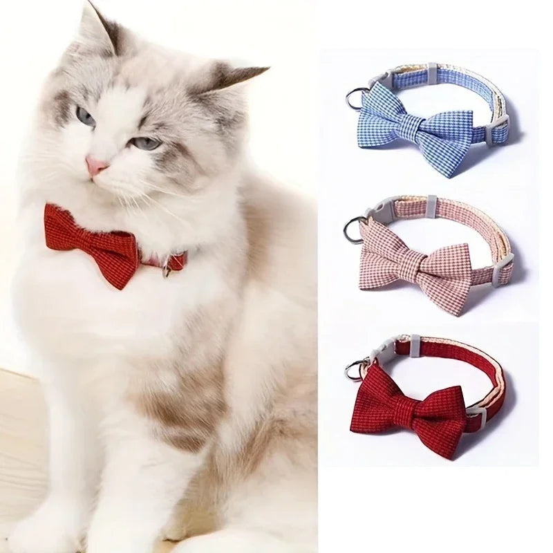 Cute Cat Collar with Bow Tie Adjustable Design Pet Dogs Cats Puppy Necklace Pet Collars Collar Para Gato
