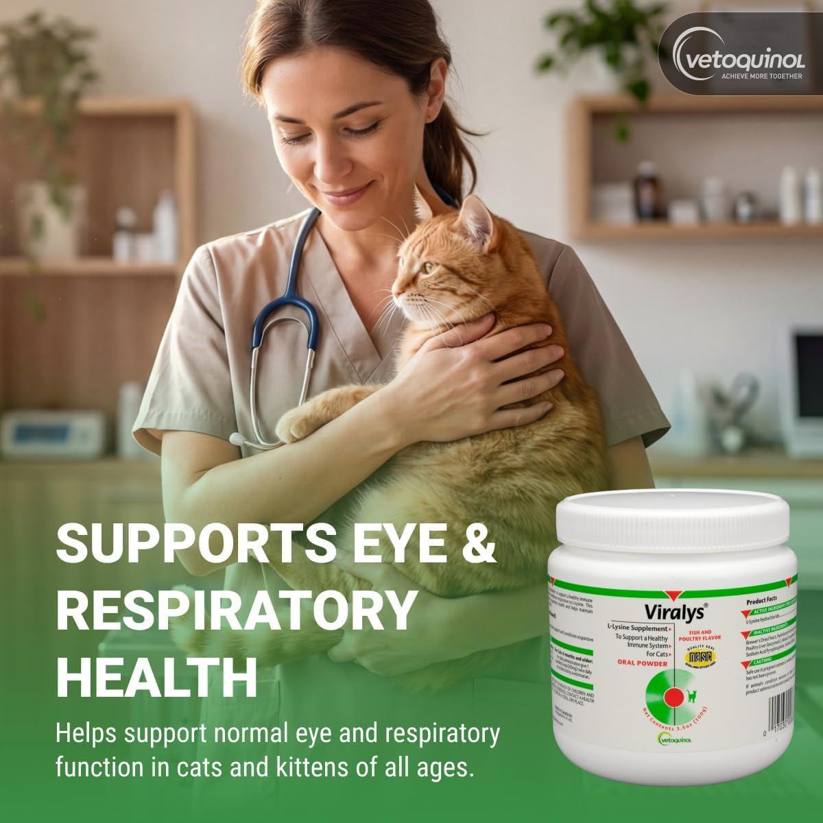 Viralys - Lysine Supplement for Cats & Kittens - Supports Eye Wellness, Respiratory Health & Immune Strength - Flavored Oral Powder for Easy Feeding & Daily Use - 100 Grams