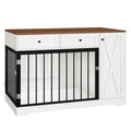 Ansel 47.2" Dog Kennel Console Table | Wooden Crate Furniture with 2 Storage Drawers & Feed Cabinet