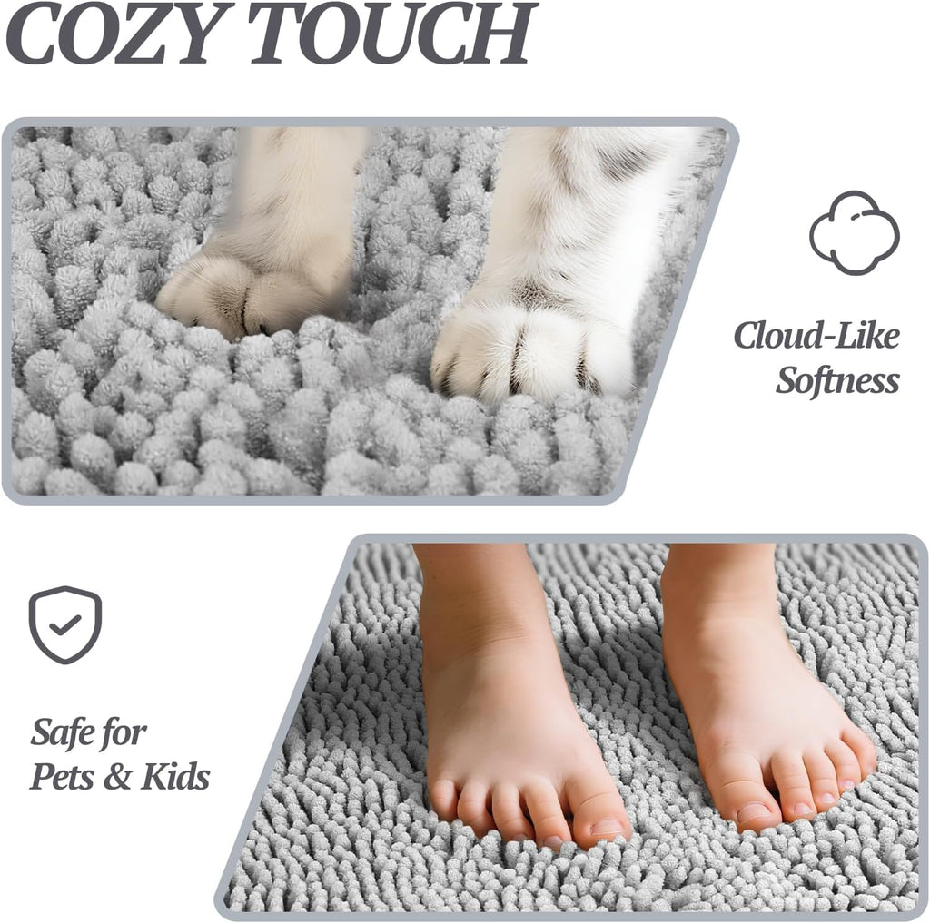 Dog Door Mat Absorpmax Dog Rug for Muddy Paw, Mat for Muddy Paw Door Indoor Floor Entryway, Waterproof Washable & Water Absorbent Dirt Trapper, 35" × 25", Grey