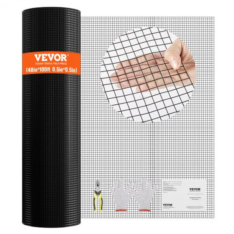 Hardware Cloth, 48'' X 100' Galvanized Wire Mesh Roll, 19 Gauge Chicken Wire Fence Roll, Vinyl Coating Metal Wire Mesh for Chicken Coop Barrier, Rabbit Snake Fences, Poultry Enclosures